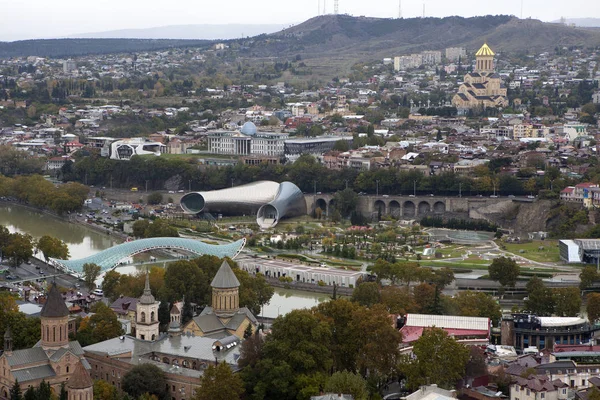 Tbilisi city center aerial view from Narikala Fortress, Georgia — Stock Photo, Image