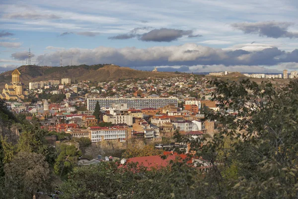 Tbilisi city center aerial view from Narikala Fortress, Georgia — Stock Photo, Image