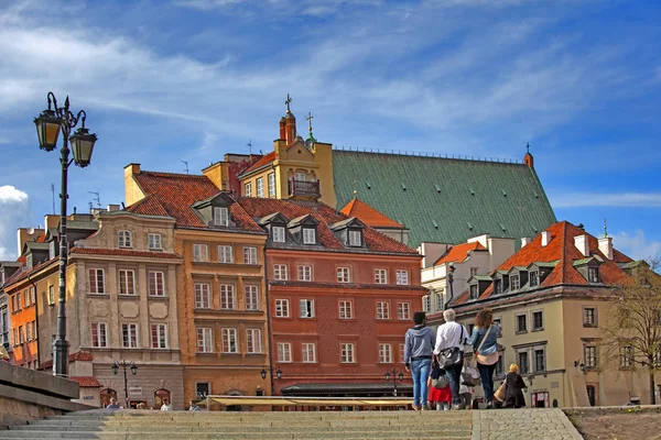 Warsaw city, Poland. Old historic house roofs, church spires — Stock Photo, Image