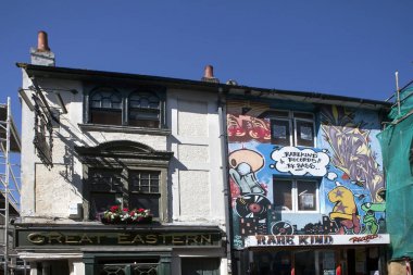 Tipik İngiliz townhouse Brighton. 01 Şubat 2017 Brighton, Büyük Britanya.