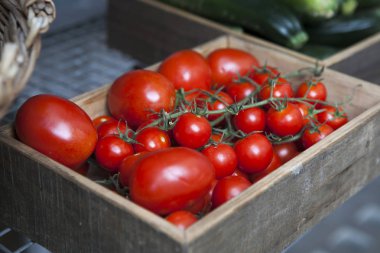 Satılık kutusunda kiraz domates