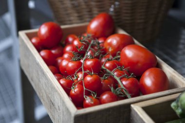 Satılık kutusunda kiraz domates