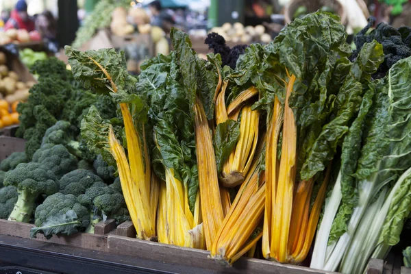 La acelga multicolor del arco iris en el mercado agrícola local —  Fotos de Stock