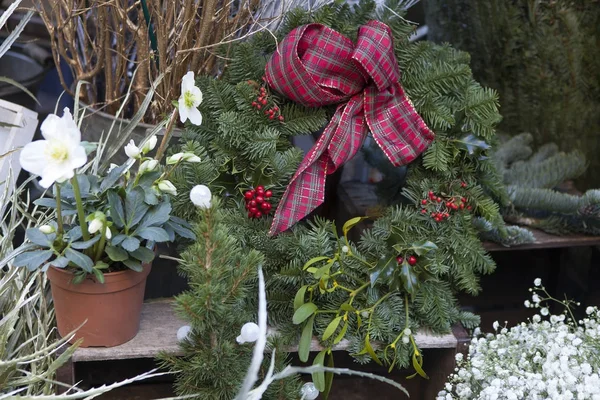 Christmas wreath as a home decoration for Christmas — Stock Photo, Image