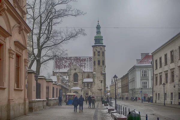Grodzka straat met St Andrew's church — Stockfoto