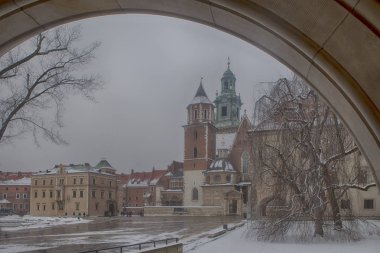Wawel Royal Castle Wawel tepe üzerinde. Krakow Polonya