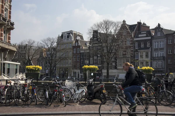 Het jaarlijkse festival van de Lentebloemen die stroomt in de straten van Amsterdam — Stockfoto