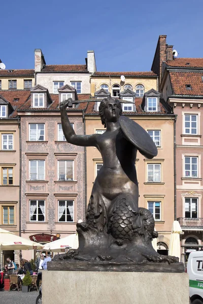 Masovian Voivodeship, Warsaw, Old Town Market Place, The Warsaw Mermaid — Stock Photo, Image