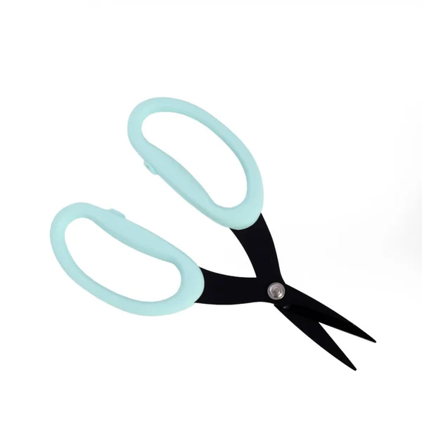 Nice blue a pair of scissors isolated on white — Stock Photo, Image