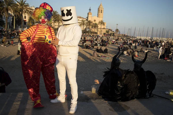 Sitges Spanya Şubat 2020 Sitges Karnavalı Nın Son Gününde Insanlar — Stok fotoğraf