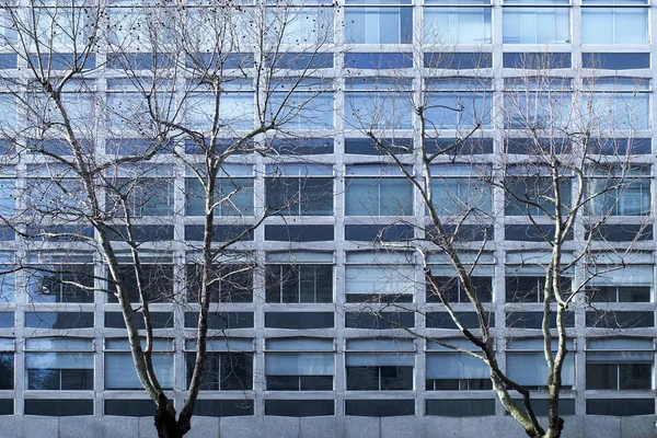 天空与现代建筑融合在一起 摩天大楼外墙的结构釉面 带有半透明窗户的办公大楼碎片 房地产 金融或建筑业背景 — 图库照片