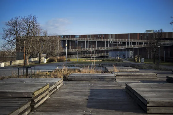 Warschau Polen Februari 2020 Museum Voor Moderne Kunst Tegen Blauwe — Stockfoto