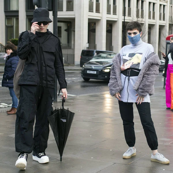 London Febryary 2020 Fashionable People Street Street Style London Fashion — Stockfoto
