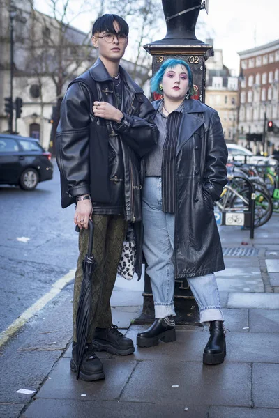 Londres Février 2020 Des Gens Mode Dans Rue Style Rue — Photo