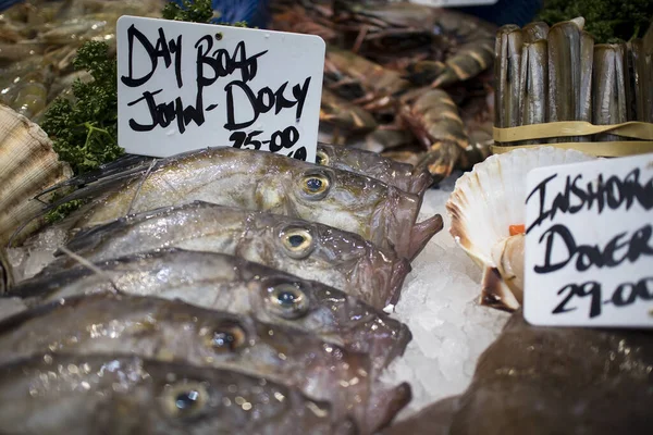 Olika Typer Skaldjur Till Salu Den Lokala Marknaden Dagsbåt John — Stockfoto