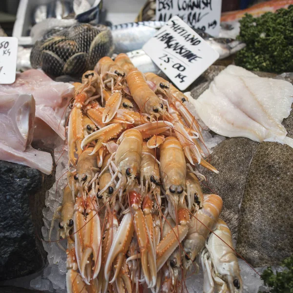 Various Types Seafood Sale Local Market Langoustine — Stock Photo, Image