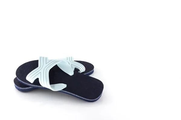 Blauwe slippers isoleren — Stockfoto