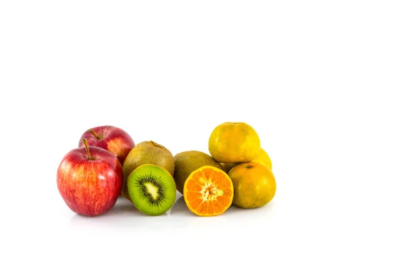 Apple, kiwi and orange isolate — Stock Photo, Image