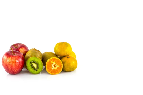 Apple, kiwi and orange isolate — Stock Photo, Image