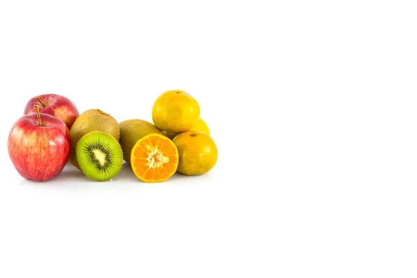 Apple, kiwi and orange isolate — Stock Photo, Image