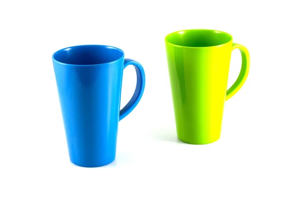 Taza Verde Azul Aislada Sobre Fondo Blanco — Foto de Stock