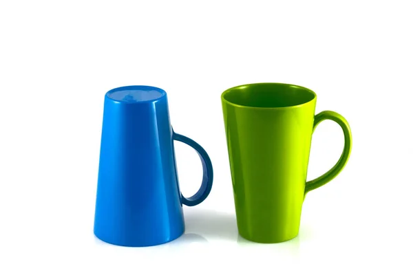 Taza Verde Azul Aislada Sobre Fondo Blanco — Foto de Stock