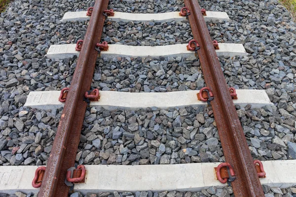 Trilhos Ferroviários Segundo Plano — Fotografia de Stock