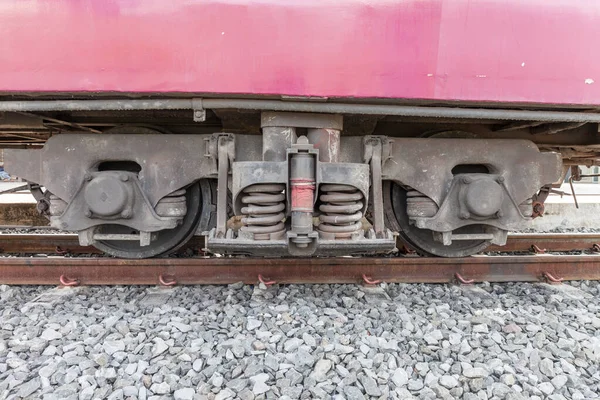 Rotura Rueda Primer Plano Sistema Suspensión Del Tren Diesel — Foto de Stock
