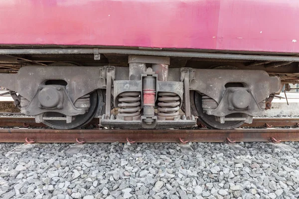 Rotura Rueda Primer Plano Sistema Suspensión Del Tren Diesel —  Fotos de Stock