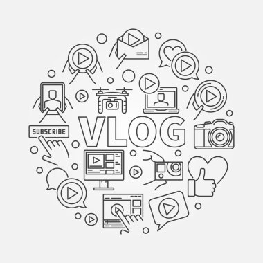 Vlog dairesel anahat illüstrasyon