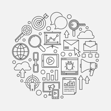 SEO ve internet pazarlama illüstrasyon