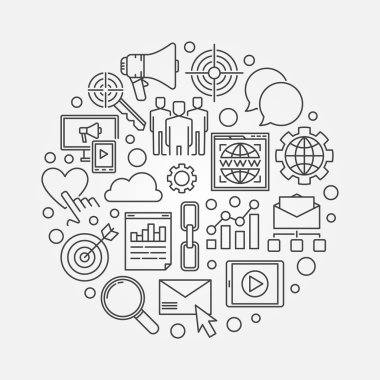 Pazarlama dairesel konsept illüstrasyon