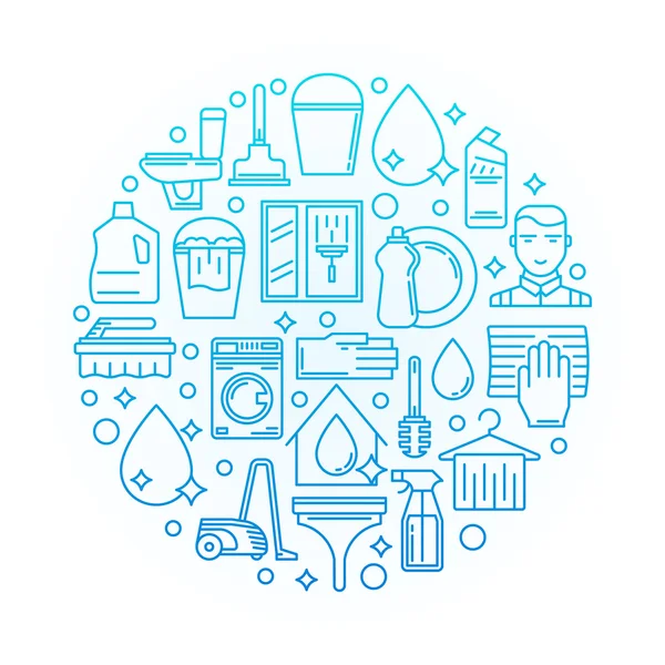 Σπίτι καθαρισμού μπλε εικονογράφηση — Διανυσματικό Αρχείο