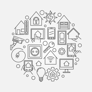 Akıllı ev dairesel hat illüstrasyon