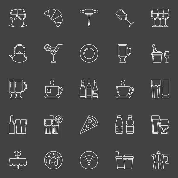 Icone della linea ristorante e bar — Vettoriale Stock
