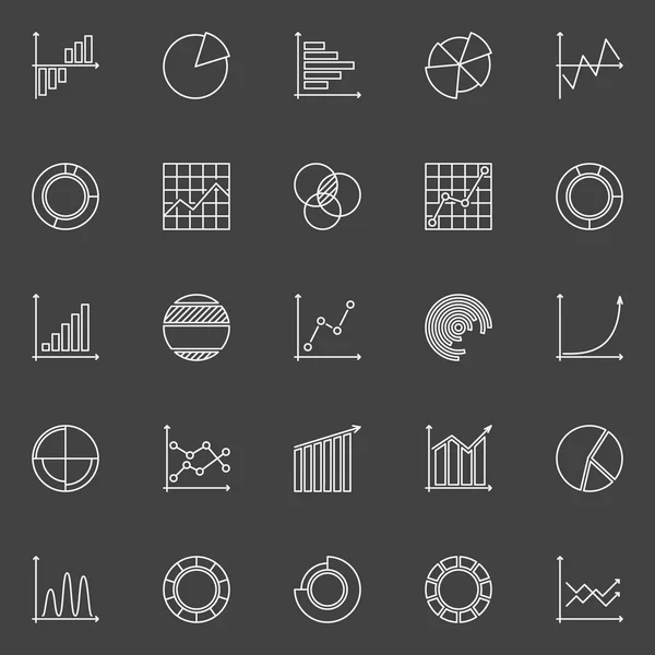 Iconos lineales gráficos de negocios — Vector de stock