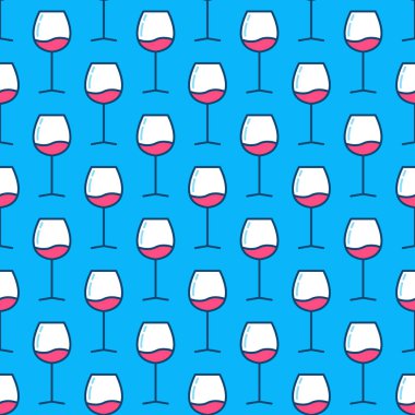 Wine glasses blue pattern vector Wine glasses blue pattern vector