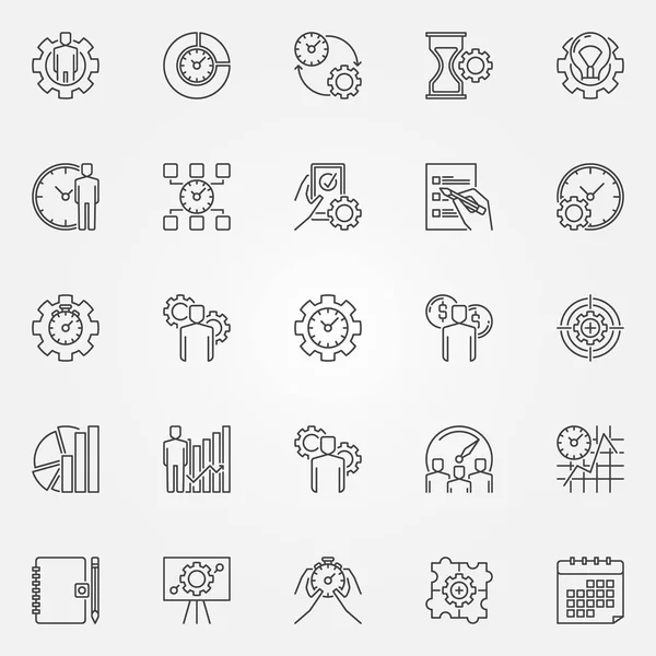 Conjunto de ícones de linha de produtividade —  Vetores de Stock
