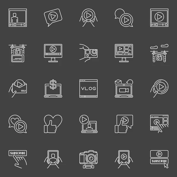 Video blogger icons set — Stockvector