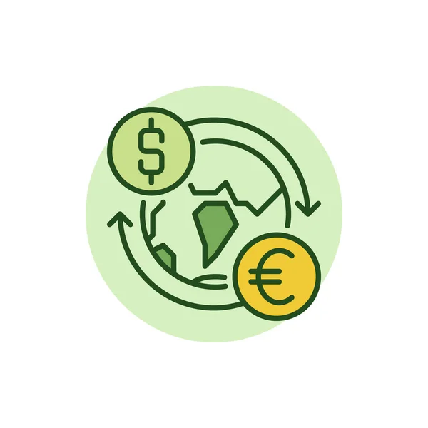 Dollaro a Euro convertire icona piatta — Vettoriale Stock