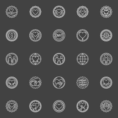 Bağış ve bağış toplama vektör rozetleri