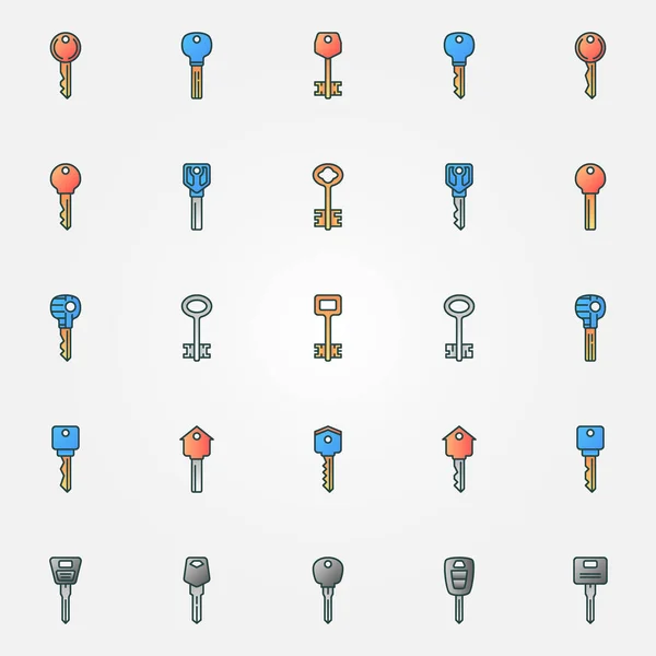 Ícones de chaves coloridas — Vetor de Stock