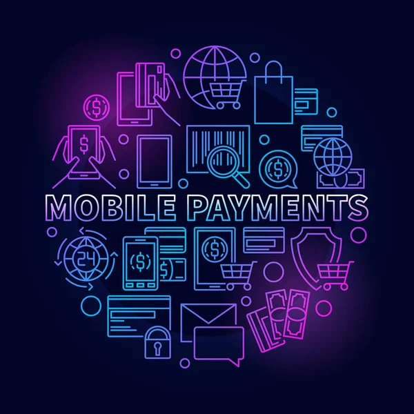 Mobiele betalingen circulaire blauw bord — Stockvector
