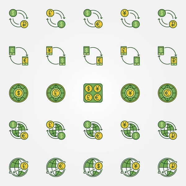 Colorful currency exchange icons — Stock Vector