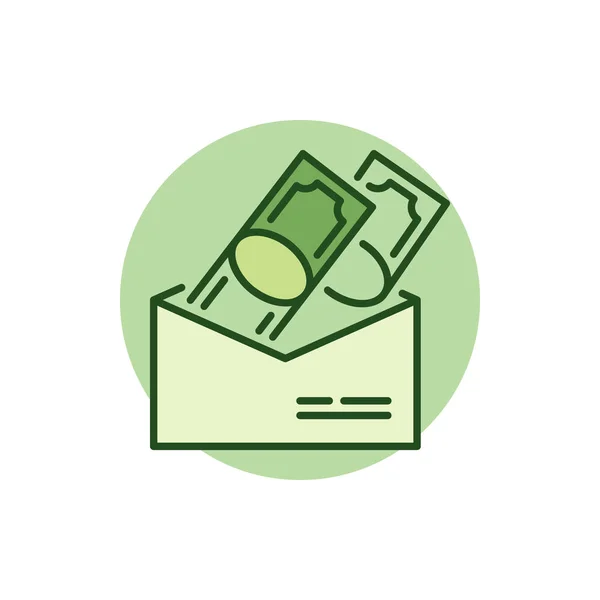 Geld in de envelop kleurrijke pictogram — Stockvector