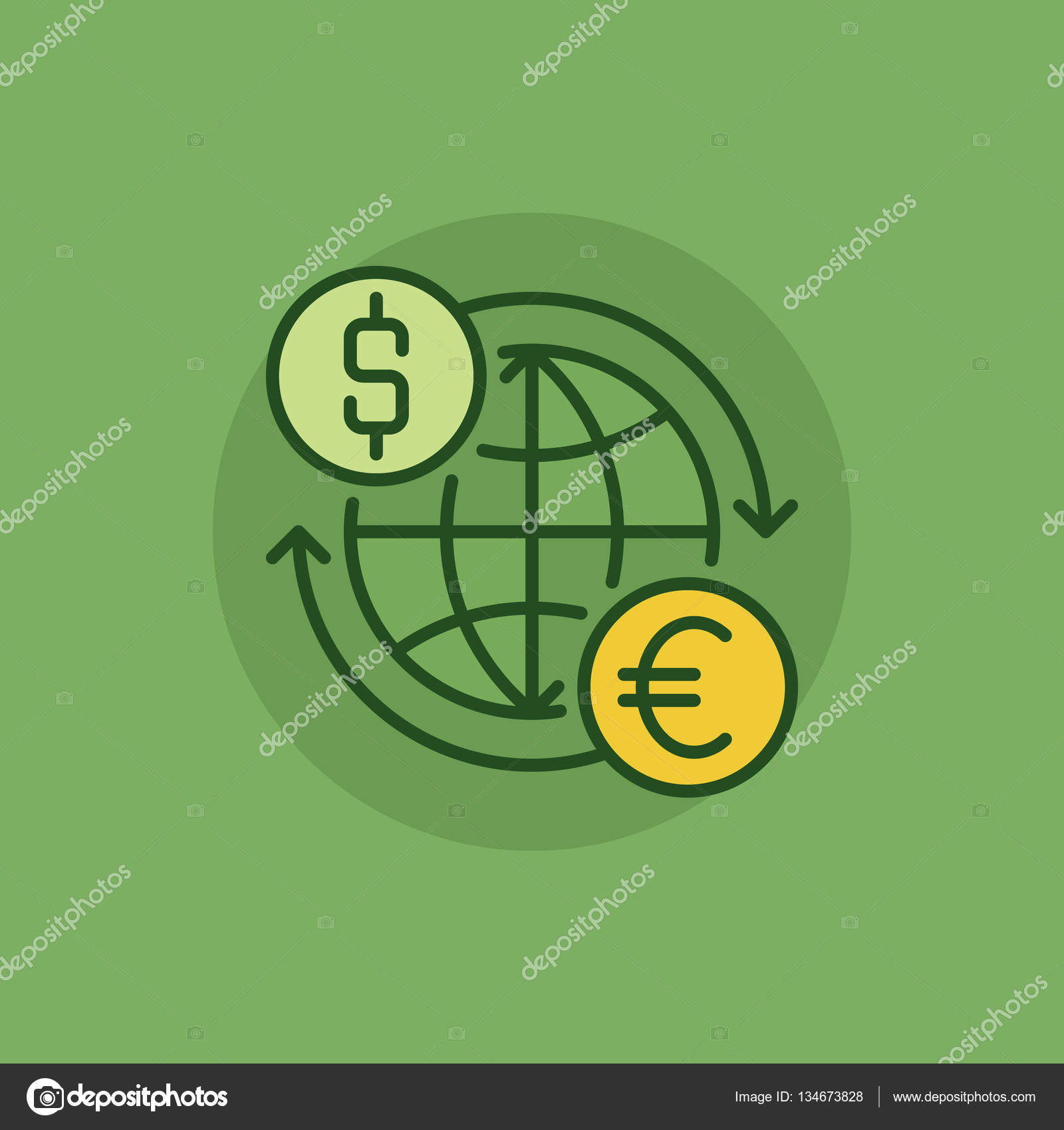 Euro Para Dolar Converter Icone Verde Vetor De Stock C Sn3g 134673828 - 