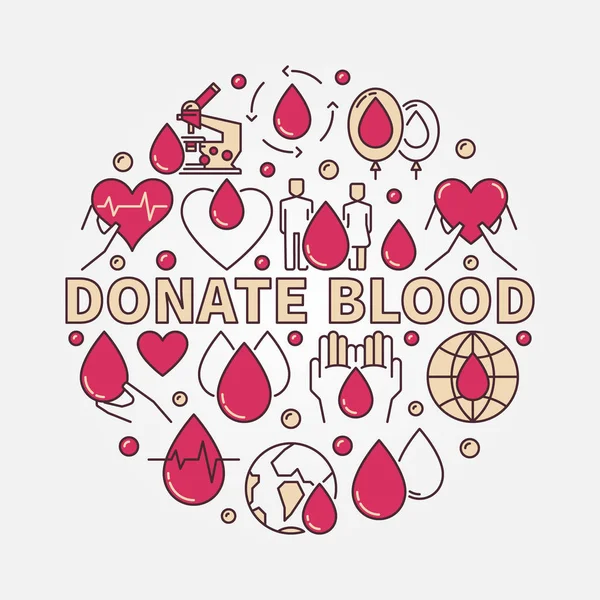 Donar sangre plana redonda ilustración — Vector de stock