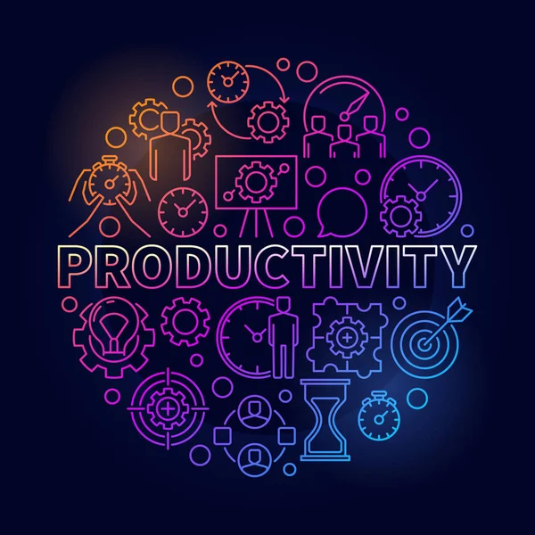 Productividad colorida ilustración redonda — Vector de stock