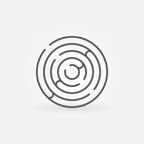 Trendy rotund labirint contur pictograma — Vector de stoc
