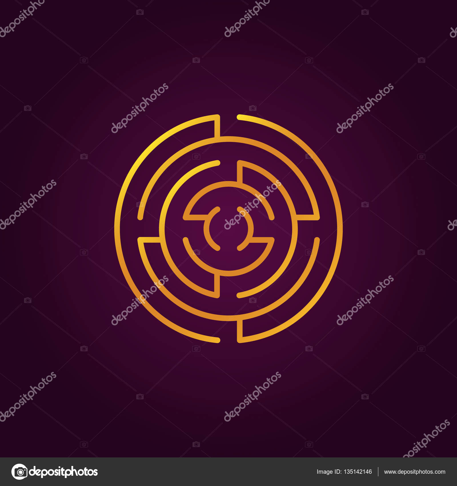 Round gold labyrinth line icon — Stock Vector © sn3g 135142146